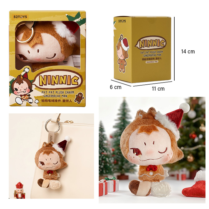 (Mis 1) NINNIC Pat-Pat Cherm-Gingerbread Man Peluche Portachiavi 14cm c/Bagclip In window box (11 x 14cm)…x96